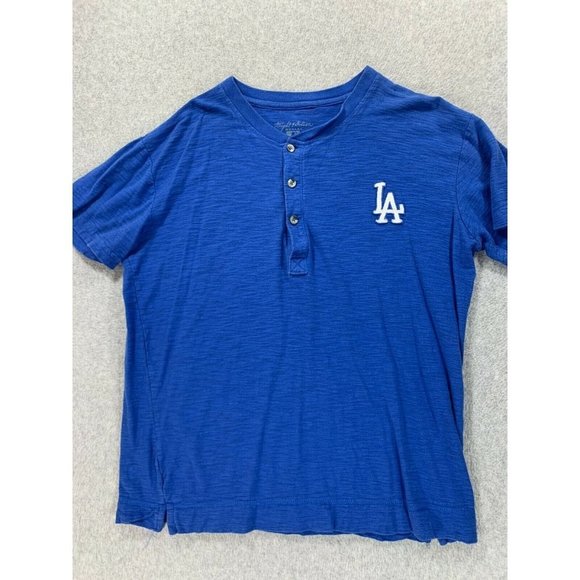 Los Angeles Dodgers Baseball Short Sleeve Henley Shirt (Men's Small) Blue - Picture 1 of 10